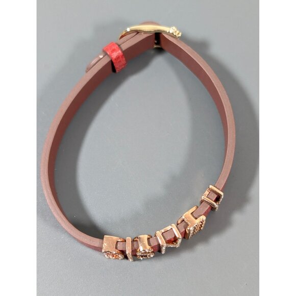 Keep Collective Red Disney Leather Bracelet Rhinestone Letters Crown Charms 7.5" - Picture 3 of 9